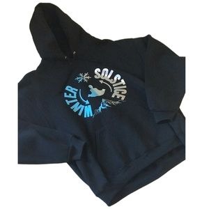 Blue Winter solstice Women Men Size Small Iridescent reflective mountain hoodie